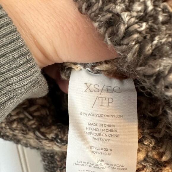 CABi‎ Button Cardigan Weave Design Brown and White Covered Buttons - Picture 6 of 6